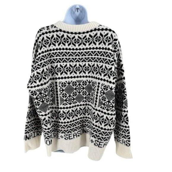 Tuckernuck NEW Charcoal and Cream Fair Isle Sandwick Pullover Sweater Size S