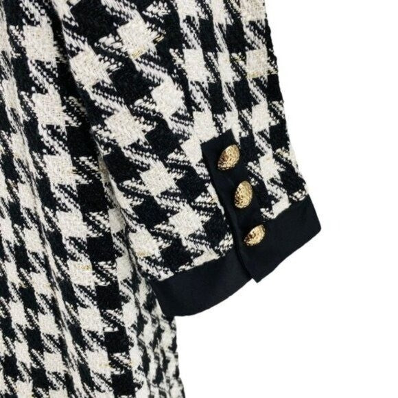 Pomander Place | NEW Coco Tweed Houndstooth Bow Mini Dress Black White Size XXL