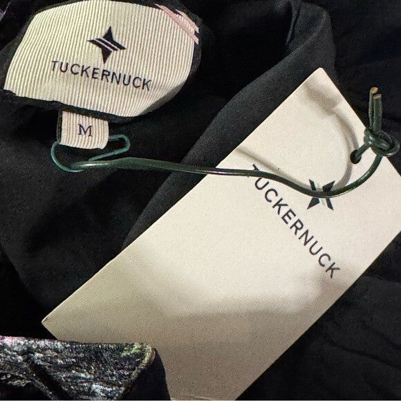 Tuckernuck NEW Midnight Primrose Jacquard Preppy Floral Bow Blouse Size M