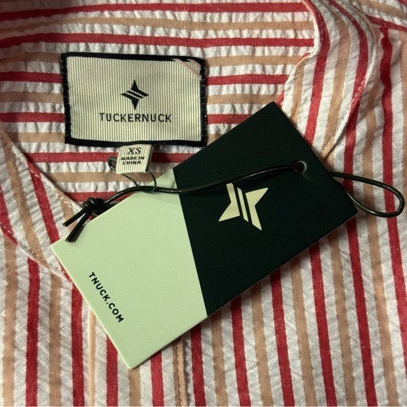 Tuckernuck NEW Strawberry Stripe Bodie Swim Beach Cover Up Button Down Dress XS