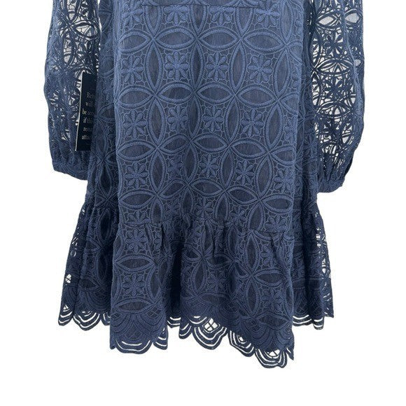 Tuckernuck NEW Navy Organza Lace Formal Palmerston Long Sleeve Mini Dress XS