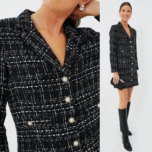 Pomander Place NEW Black Tweed Stacie Preppy Retro Blazer Mini Dress Size XL