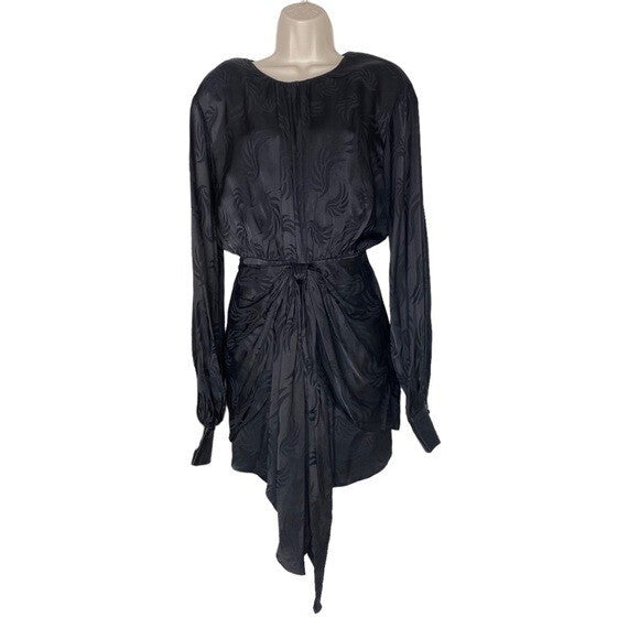 Significant Other | NEW Lila Satin Tie Front Mini Dress in Black Size 2