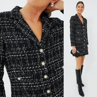 Pomander Place NEW Black Tweed Stacie Preppy Retro Blazer Mini Dress Size XXL