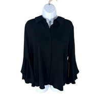 Tuckernuck NEW Black Norah Bell Sleeve Collared Button Down Blouse Top Size XXXL