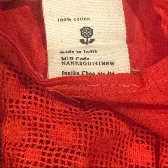 INNIKA CHOO Poinciana Red Organdy Puff Sleeve Scalloped Layer Mini Dress Size S