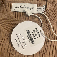 Petal & Pup NEW Milleri Long Sleeve Open Back Ribbed Dress in Camel Tan Size 4