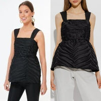 Kate Spade NEW Black Bold Zebra Jacquard Square Neck Peplum Blouse Top Size 8