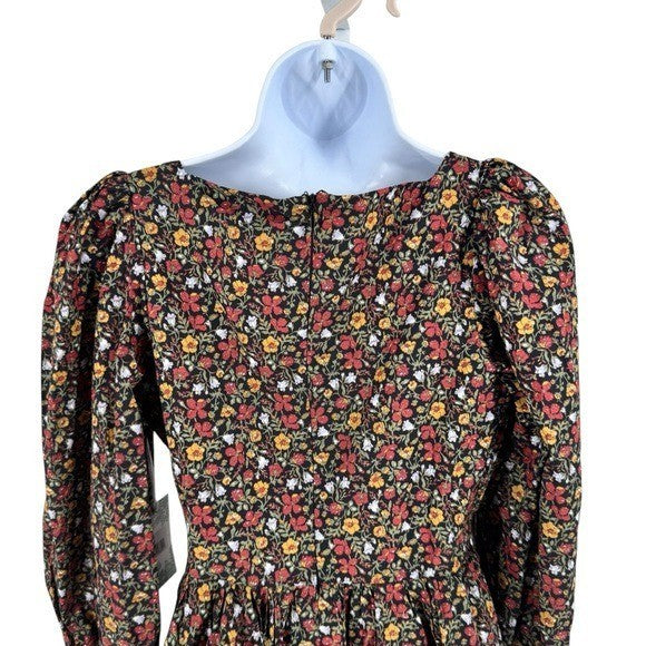 Hyacinth House NEW Black Multi Floral Spencer Long Sleeve Mini Dress Size S