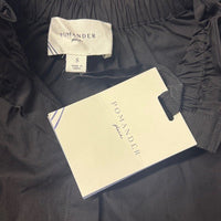 Pomander Place | NEW Black Rae Short Cap Sleeve Ruffle Collar Blouse Size S