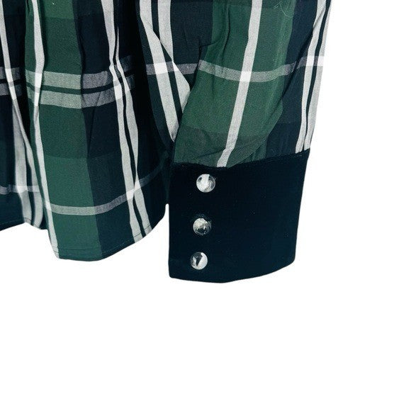 Tuckernuck NEW Green Tartan Plaid Velvet Trim Bristol Blouse Top Size XS