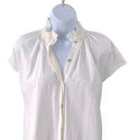 Pomander Place | NEW White Rae Ruffle Collar Short Sleeve Blouse Size S