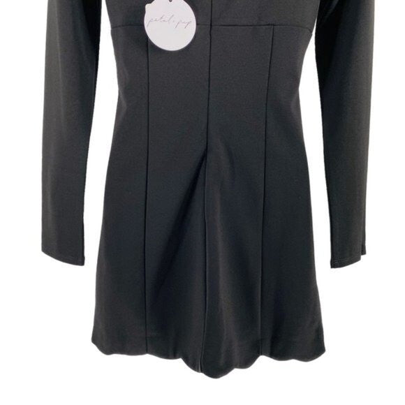 Petal & Pup x Storia NEW Eva Scalloped Black Long Sleeve Mini Dress Size M