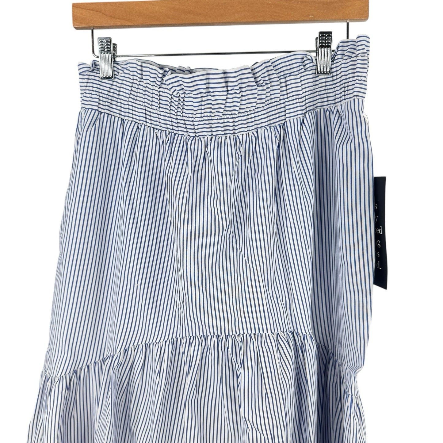 Tuckernuck NEW Blue White Eyelet Stripe Cinza Embroidered Midi Skirt Size XXL