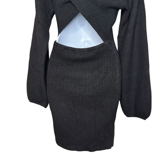 Majorelle | NEW Neva Ribbed Back Cut-Out Mini Dress in Black Size S