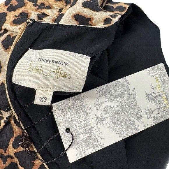 Tuckernuck x India Hicks NEW Leopard Domino Long Sleeve Party Mini Dress Size XS