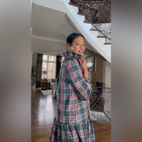 Tuckernuck Palmerston Tartan Plaid Drop Waist Long Sleeve Mini Dress Size XXL