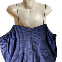 LaQuan Smith Off the Shoulder Formal Puff Sleeve Mini Dress in Navy Size S NEW
