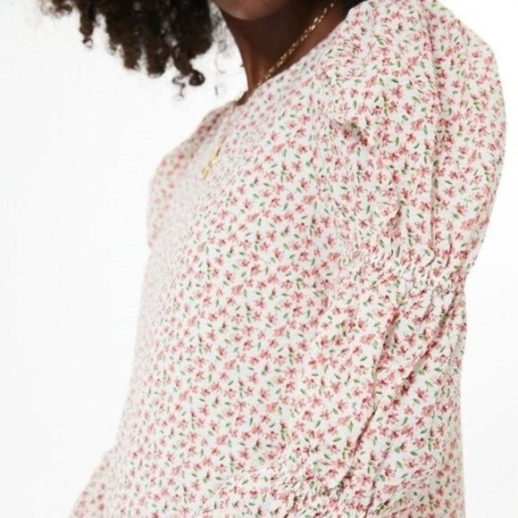 Hyacinth House NEW Textured Floral Puff Sleeve Clemons Floral Mini Dress Size XL