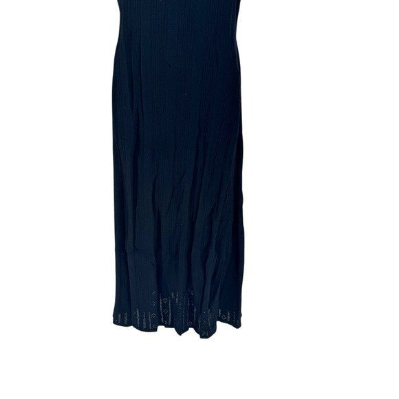 Tuckernuck NEW Black Pointelle Scoop Neck A Line Knit Ryder Maxi Dress Size M