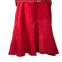 Karina Grimaldi Angelina Suede Leather Mini Dress in Ruby Size M