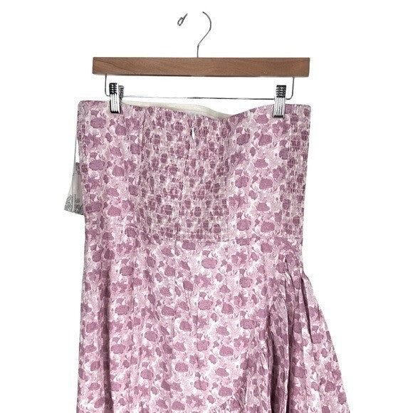 Hyacinth House | NEW Pink & White Floral Ruffle Hem Camellia Midi Dress Size XXL