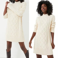 Hyacinth House NEW Cream Whistler Chunky Cable Knit Sweater Dress Size M