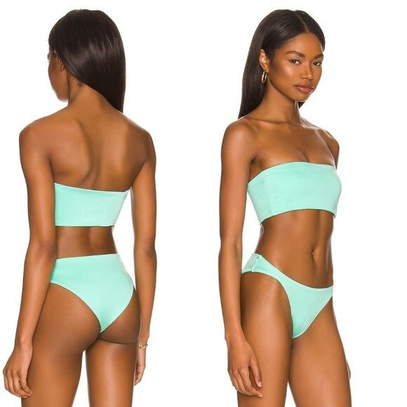 Baobab Bahia Teal Strapless Bandeau Unpadded Bikini Swim Top Aqua Size XS NEW