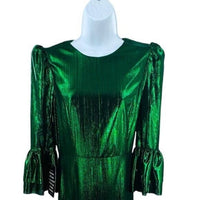 Pomander Place | NEW Emerald Crinkle Lurex Lillith Maxi Dress Size L