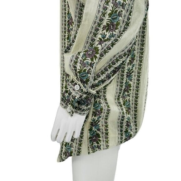 Millie NEW Hollie Ivory Long Sleeve Mini Shirt Dress in Goa Floral Print Size S