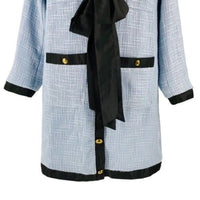 Pomander Place | NEW Coco Tweed Retro Bow Mini Dress in Light Blue Size XL