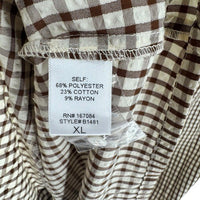 Pomander Place NEW Brown Gingham Seersucker Zacara Maxi Dress Size XL