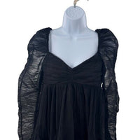 Moon River NEW Black Tulle Long Sleeve Sweetheart Party Mini Dress Size M
