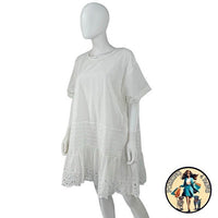 Sea New York NEW White Elysse Embroidery Oversized Short Sleeve Tunic Size Large