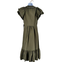 Tuckernuck NEW Olive Green Alice Puff Sleeve Collared Classic Midi Dress XXS