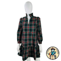 Tuckernuck Palmerston Tartan Plaid Drop Waist Long Sleeve Mini Dress Size S
