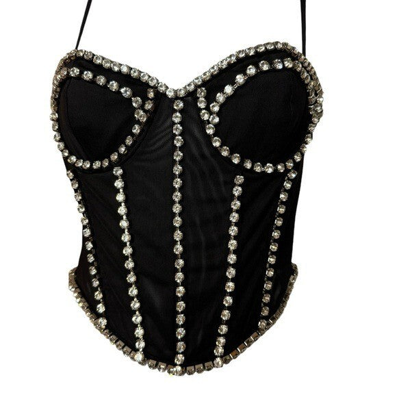 NBD | NEW Dayanna Corset Crystal Embellished Mesh Top Size L