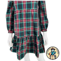 Tuckernuck Palmerston Tartan Plaid Drop Waist Long Sleeve Mini Dress Size XS