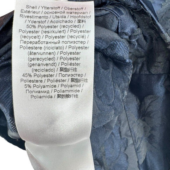 GANNI NEW Navy Blue Botanical Jacquard Formal Bow Strap Midi Dress Size 4