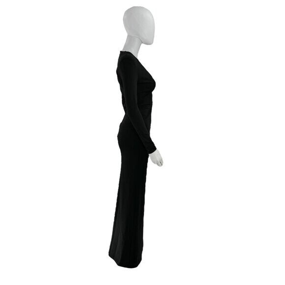 Staud NEW Black Ink Long Sleeve Bodycon Jersey Knit Stretch Maxi Dress Size XS