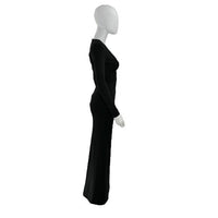Staud NEW Black Ink Long Sleeve Bodycon Jersey Knit Stretch Maxi Dress Size XS