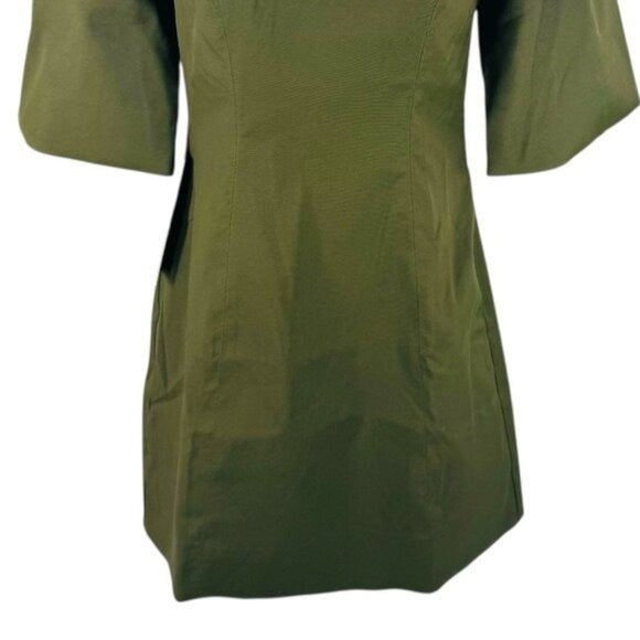 Tuckernuck NEW Olive Twill Ariella Puff Sleeve Scoop Neck Mini Dress Size M