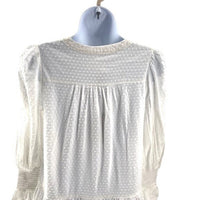 Pomander Place | NEW White Swiss Dot Kenzo Long Sleeve V-Neck Mini Dress Size S