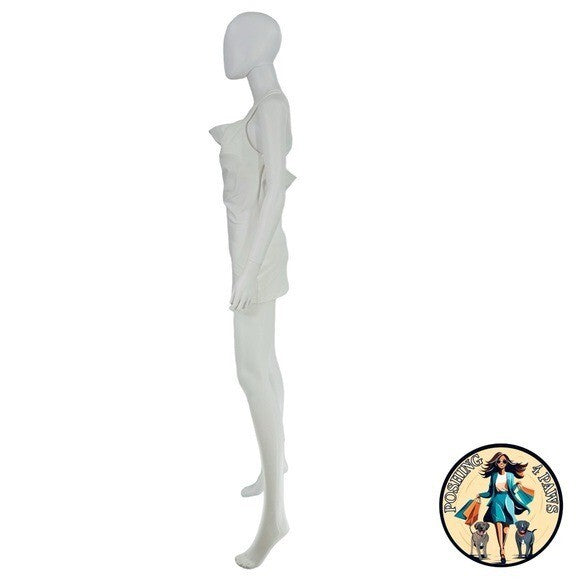 EB Denim Cowl Buckle Logo Bodycon Jersey Mini Dress in White Size M