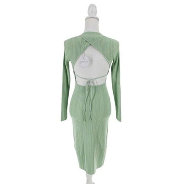 Petal and Pup NEW Milleri Knit Bodycon Open Back Dress in Sage Green Size 4