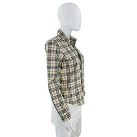 Burberry London NEW Womens Nova Check Fitted Collared Button Down Shirt Size XS