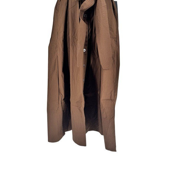 Tuckernuck NEW Brown Prescott Belted Short Sleeve Collared Shirt Midi Dress XXL