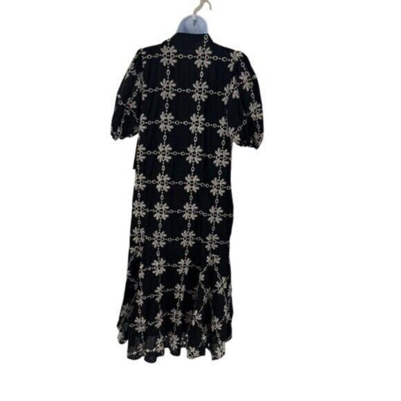 Tuckernuck NEW Black Eyelet Lewis Puff Sleeve Embroidered Maxi Dress Size M