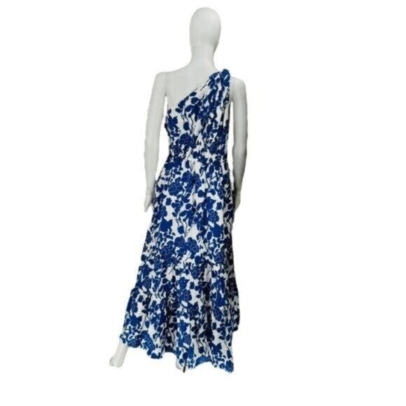 Hyacinth House NEW Blue & White Floral One Shoulder Maureen Maxi Dress Size XXS