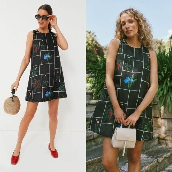 Tuckernuck NEW Black Fresher Buds Woven Grace Sleeveless Mini Dress Size XXS